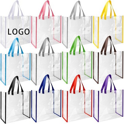 12" Transparent Vinyl Tote Bag W/ Color Trim